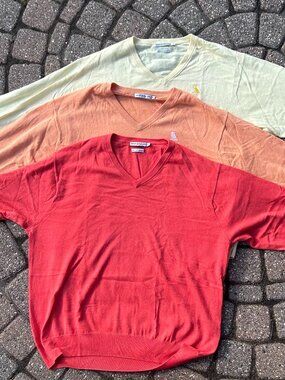 Lot of 3 Peter Millar Cashmere Blend V Neck Pullovers Men Sz XL